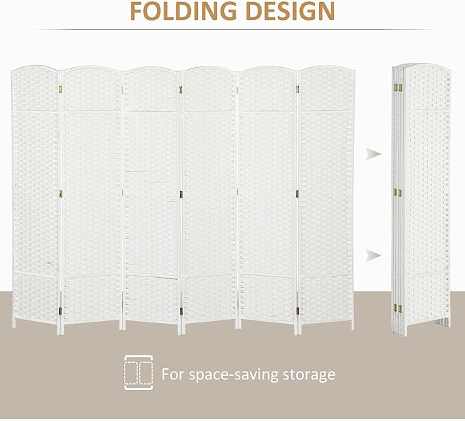 HOMCOM Room Divider, 6 Panel Folding Privacy Screen, 5.6' Tall Freestanding - Image 4