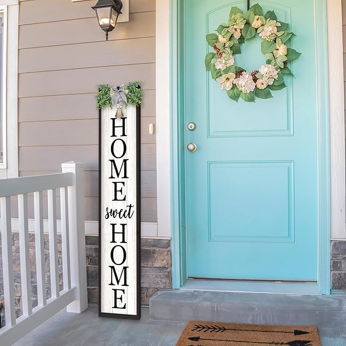 LuZhiQiang Welcome Sign for Front Porch Outdoor Home Sweet Home, Rustic Outside - Image 3