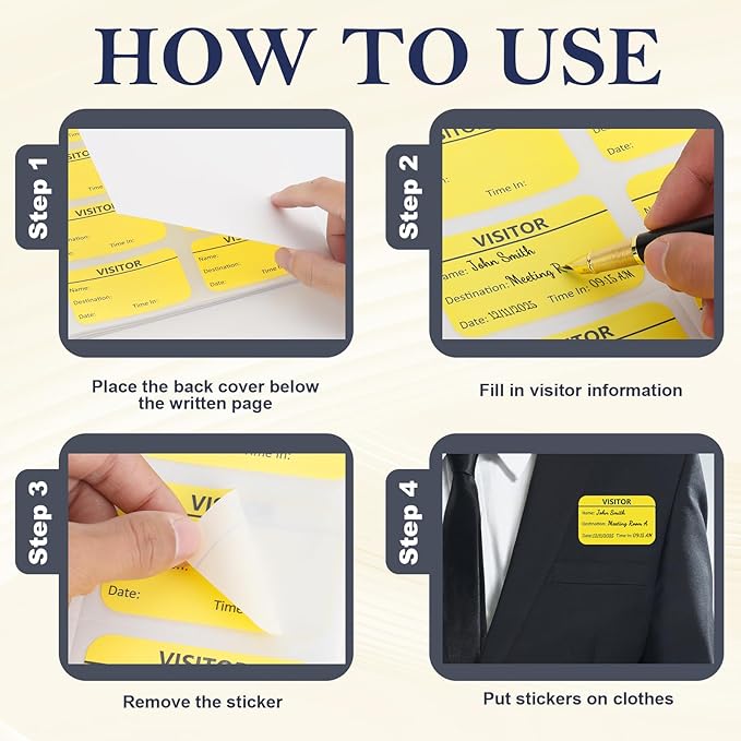 6 Pack of 1800 Visitor Badges Stickers Visitor Log Book - Image 4