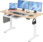 Claiks Standing Desk with Drawers, 55x24 Inch Electric Stand Up Adjustable by CLAIKS