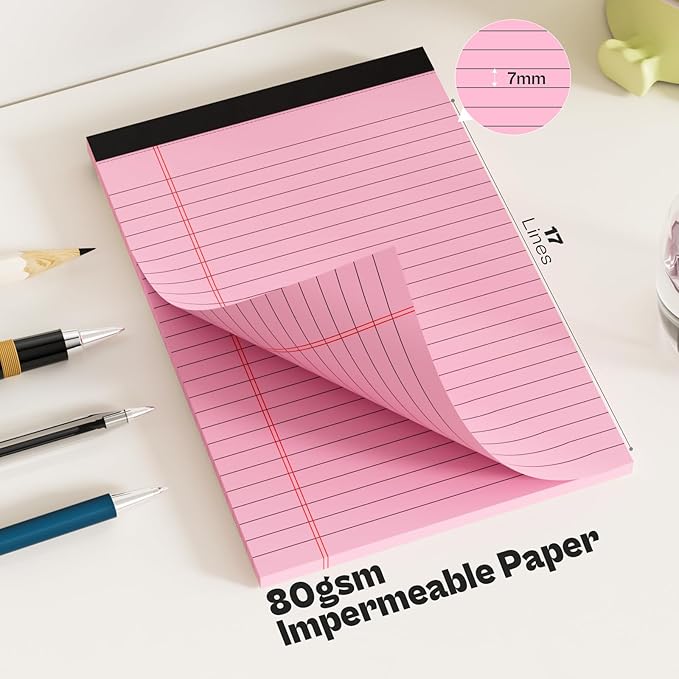 Nichela Legal Pads 5x8 12 Pack Note Pads College Ruled Notepad Pink/Green/Blue - Image 4