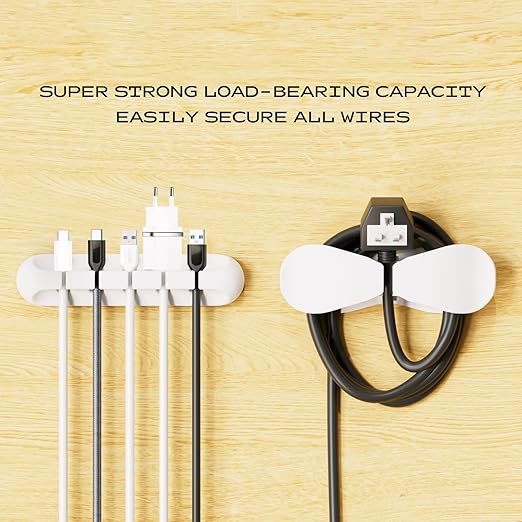 Apromisith USB Cable Organizer Clips Cord Holder, 6 Packs White Self Adhesive - Image 6