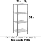Regal Altair 24" Deep x 30" Wide x 74" Height Wire Shelving Kit | 4-Tier | NSF - Image 3