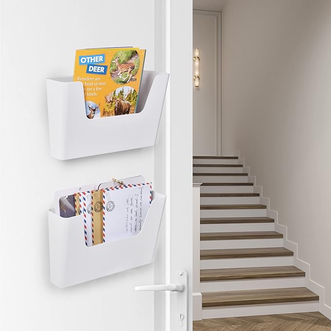 YOHOM No Drilling File Holder Wall Mails Magazines Organizer Adhesive Door Mount - Image 3