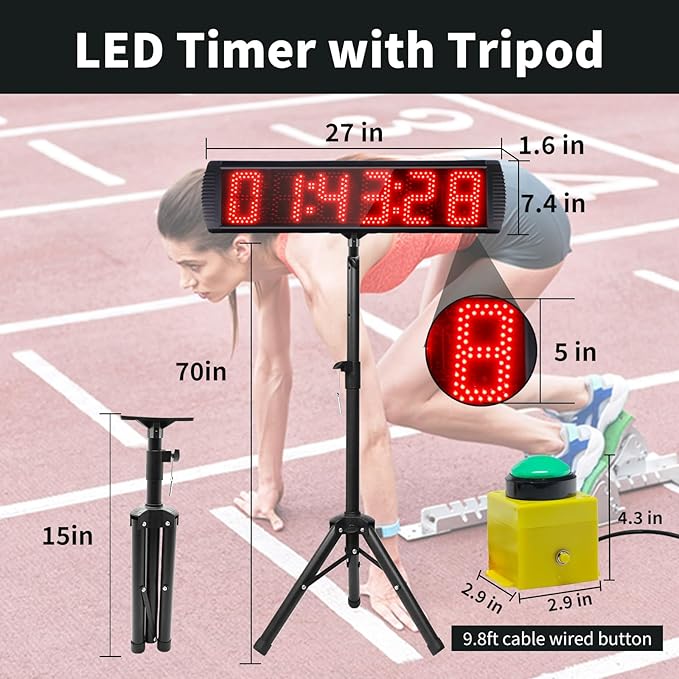 5 Inch 6-Digit LED Race Timer, Running Event Gym Timer - Image 2