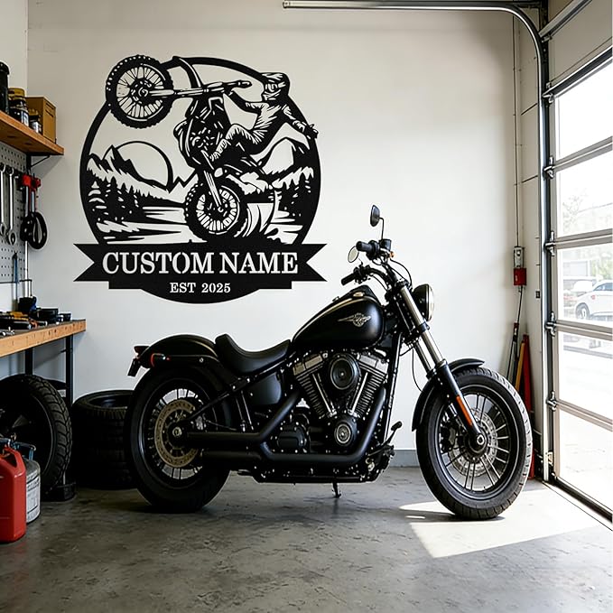 Custom Motorcycle Metal Signs Personalized Dirt Biker Name Sign Custom Garage - Image 9