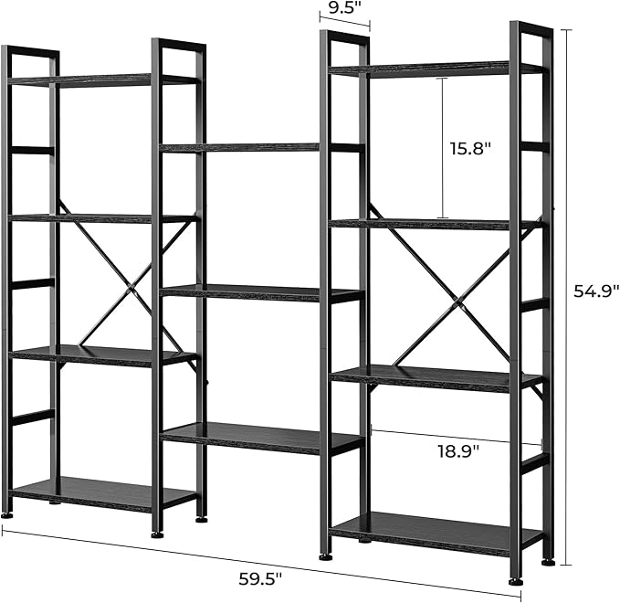 SUPERJARE Triple 4 Tier Bookshelf, Bookcase - Image 3