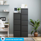 4 drawer file cabinet with lock, metal filing, side view