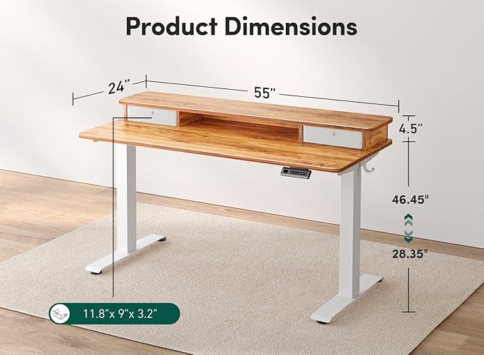 FEZIBO 55 x 24 Inch Height Adjustable Electric Standing Desk - Image 3