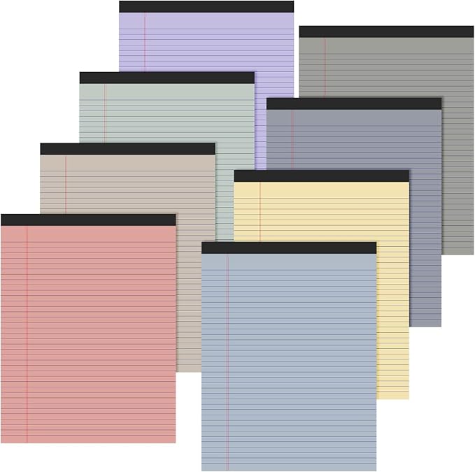 Fuutreo 8 Pcs 8.5'' x 11'' Colored Legal Pad Writing Pads Narrow Ruled 50 by Fuutreo
