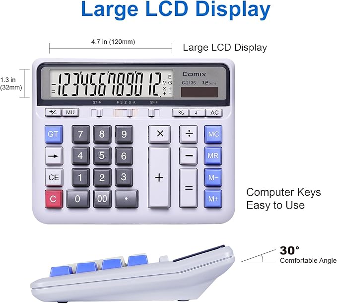 Comix Desktop Calculator Solar Battery Dual Power - Image 5
