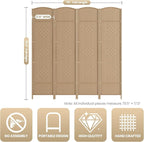 Cocosica 6 ft. Tall Room Divider and Folding Privacy Screen, Weave Fiber - Image 3