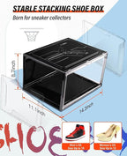 KDOR Shoe Boxes Clear Plastic Stackable 10 Pack Sneaker Storage Boxes - Image 2