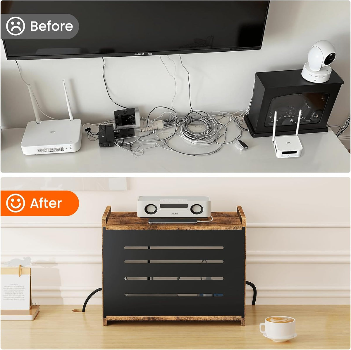 Homode Router Shelf, Wood Wifi Box Hider, Projector Shelf Stand, Router Modem...