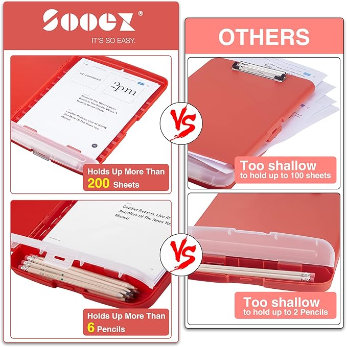 Sooez Clipboard with Storage, High Capacity Nursing Clip Board 8.5 x 11 with - Image 3