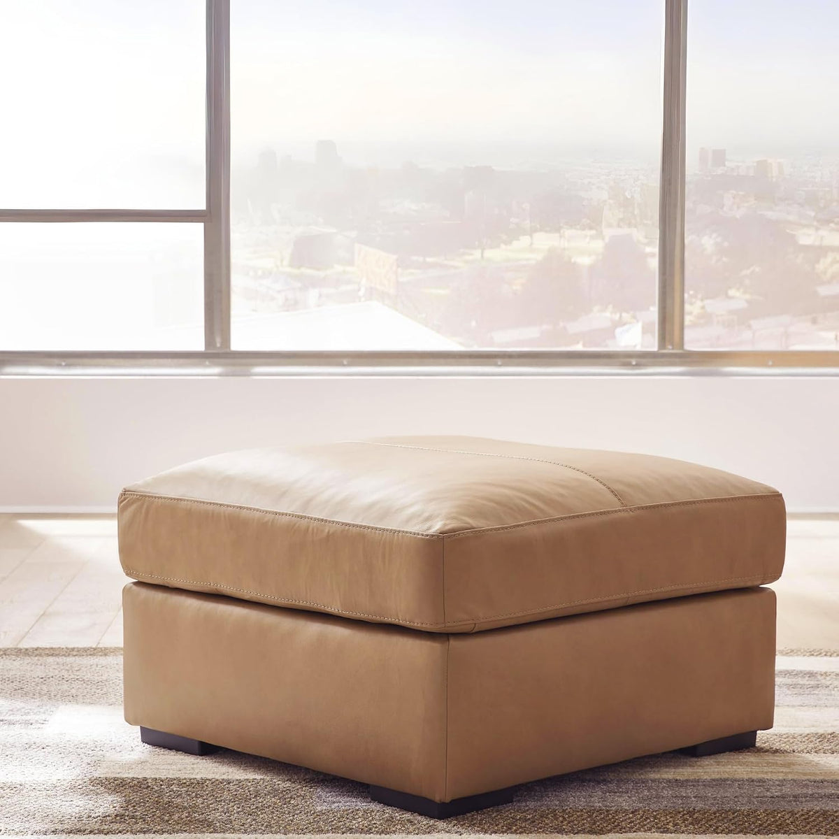 Signature Design by Ashley Bandon Oversized Accent Ottoman, Square Top Grain ...