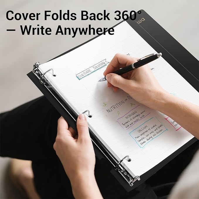 MUKAWA 1 Inch 3 Ring Binder, D-Ring Binder Holds 250 Sheets, PP Cover - Image 5