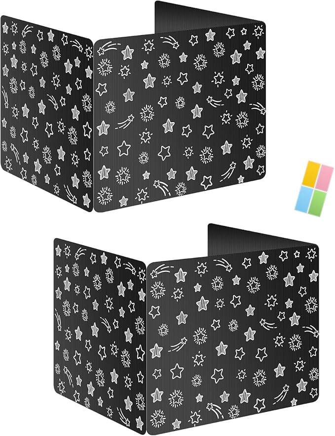 Black 2-Pack Desk Dividers for Students, Waterproof Plastic Study Carrel Divider by Ubenic