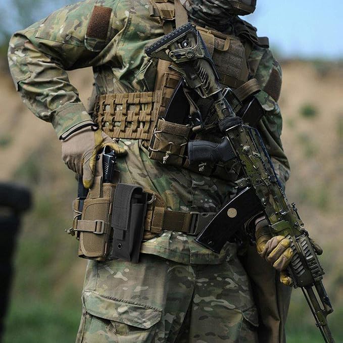 Tactical Single/Double Pistol Mag Pouch Outdoor Molle Open-Top Magazine Pouch - Image 6