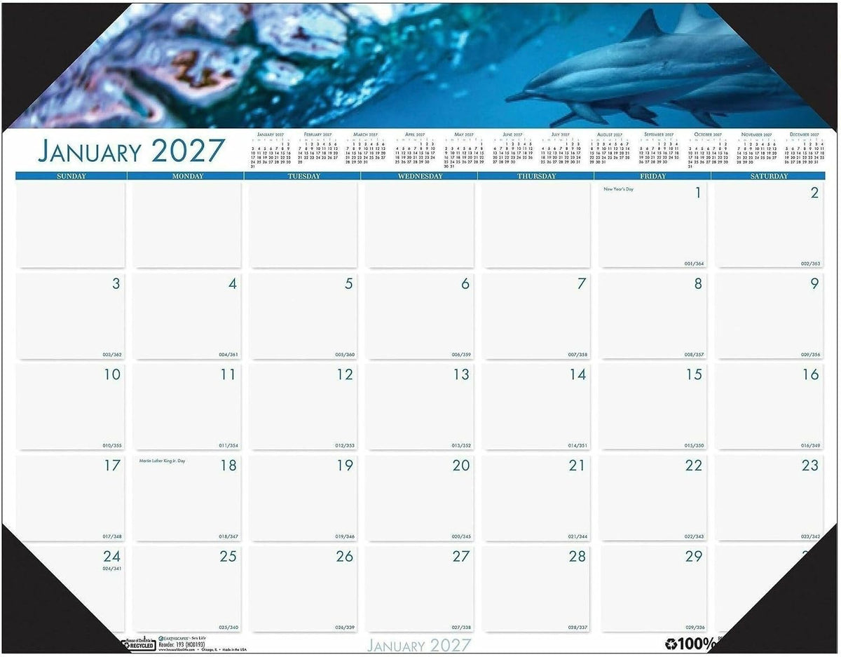 House of Doolittle 2021 Monthly Desk Pad Calendar, Earthscapes Sea Life, 22 x...