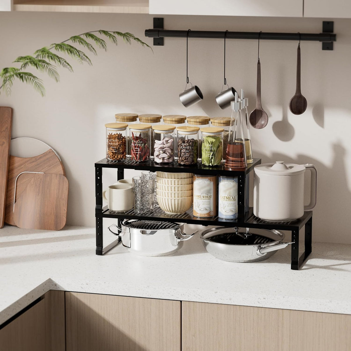 Expandable Spice Rack & Kitchen Cabinet Organizer - Stackable, Adjustable...