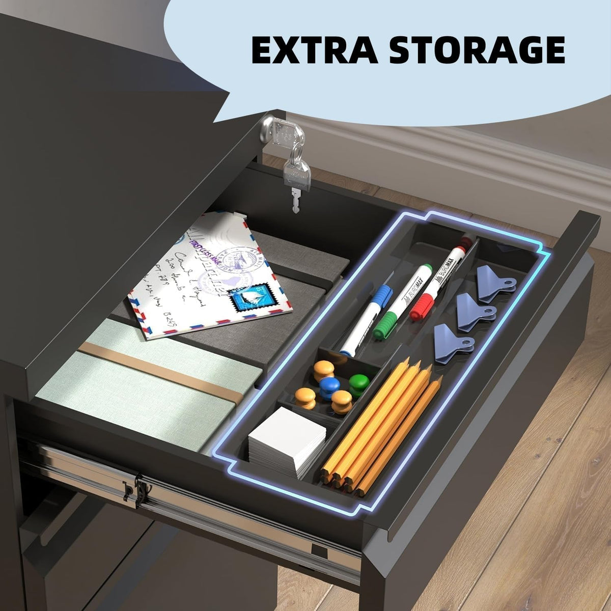 guizeeopo filing cabinets for home office, mobile file, package contents
