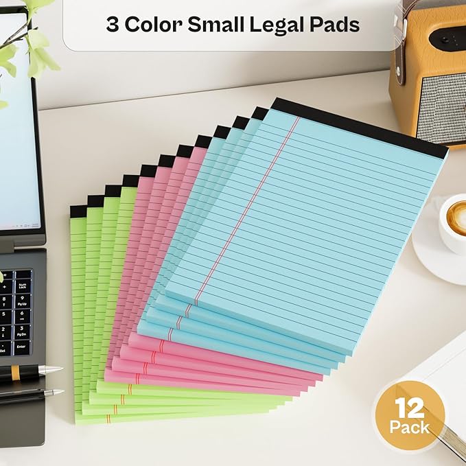 Nichela Legal Pads 5x8 12 Pack Note Pads College Ruled Notepad Pink/Green/Blue - Image 5