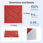 UNECHO 12 Pack 12" X 12" X 0.4" Acoustic Panels - Image 3