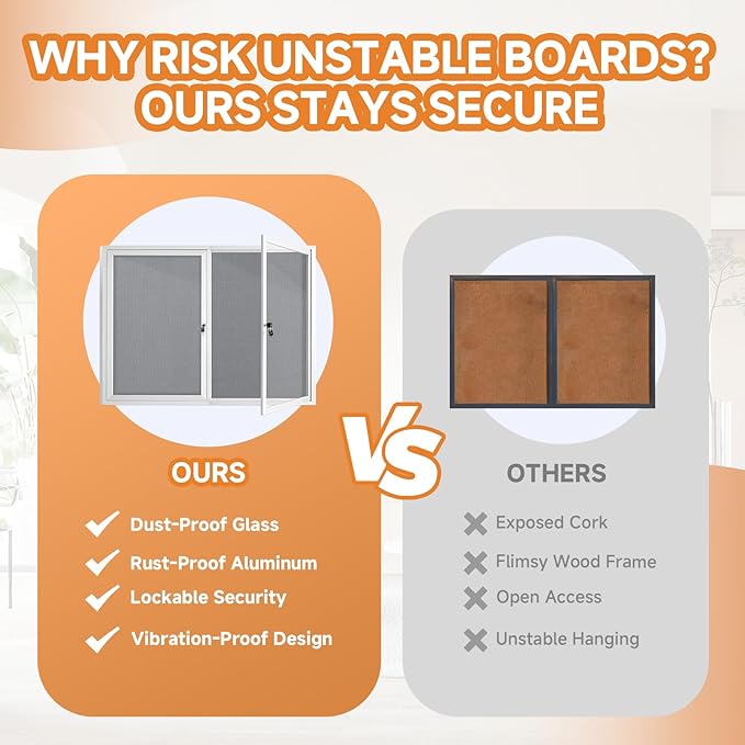 Enclosed Bulletin Board with Locking Door, Outdoor Bulletin Board Weatherproof - Image 4
