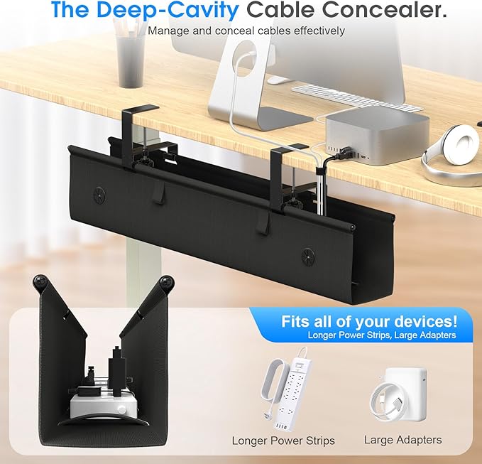 KIGJU Under Desk Cable Management Tray, 30-inch No-Drill Cord Organizer - Image 3