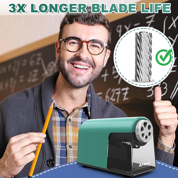 AFMAT PSX2 Heavy Duty Electric Pencil Sharpener 6 Holes, Classroom Pencil - Image 4