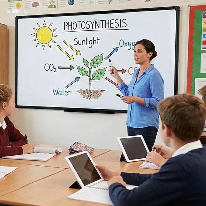 Magnetic Whiteboard 60x36 Inches Black Aluminum Frame, Large Wall Mount White - Image 6