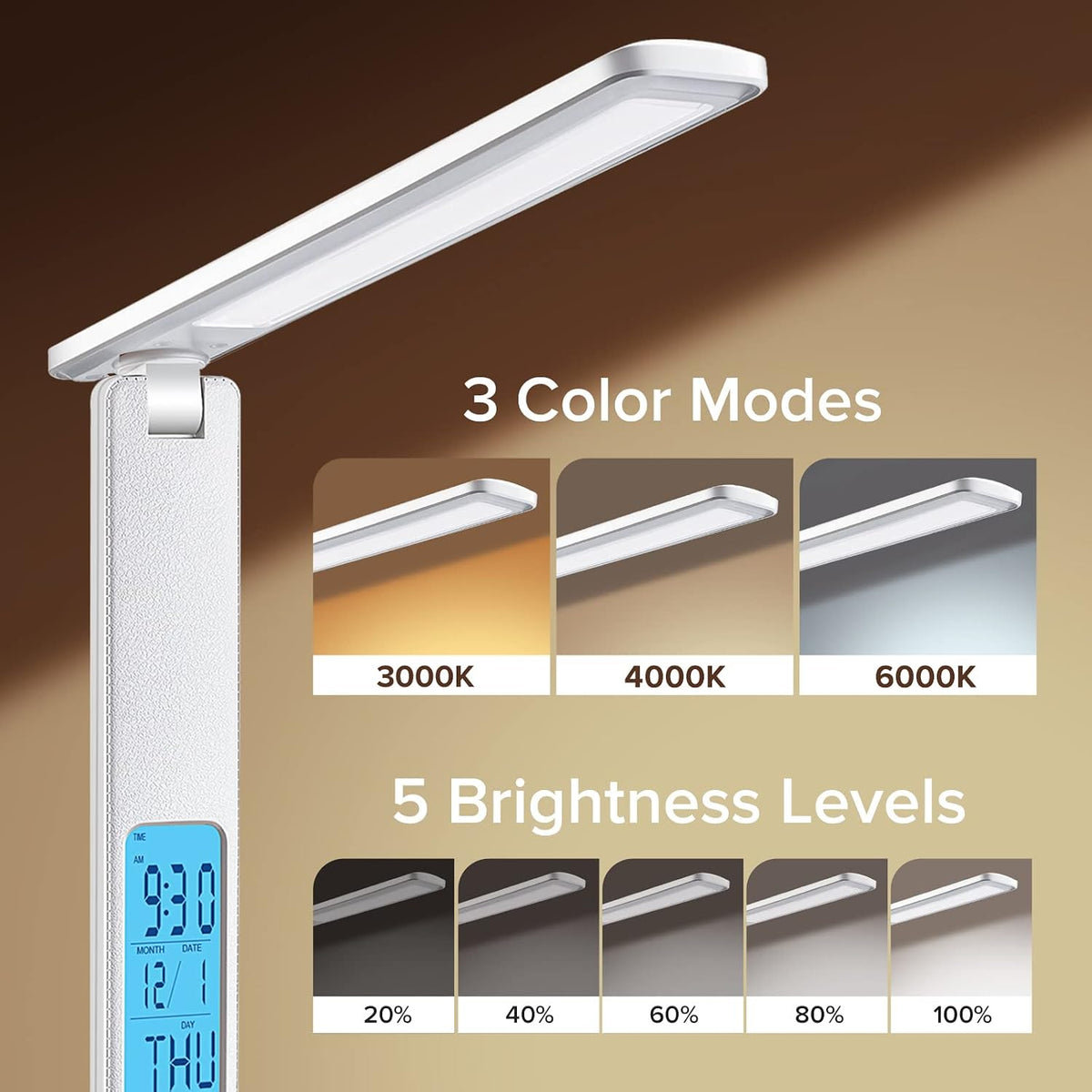 LAOPAO Desk Lamp with Wireless Charger: USB Charging Port, Table Lamp with Cl...