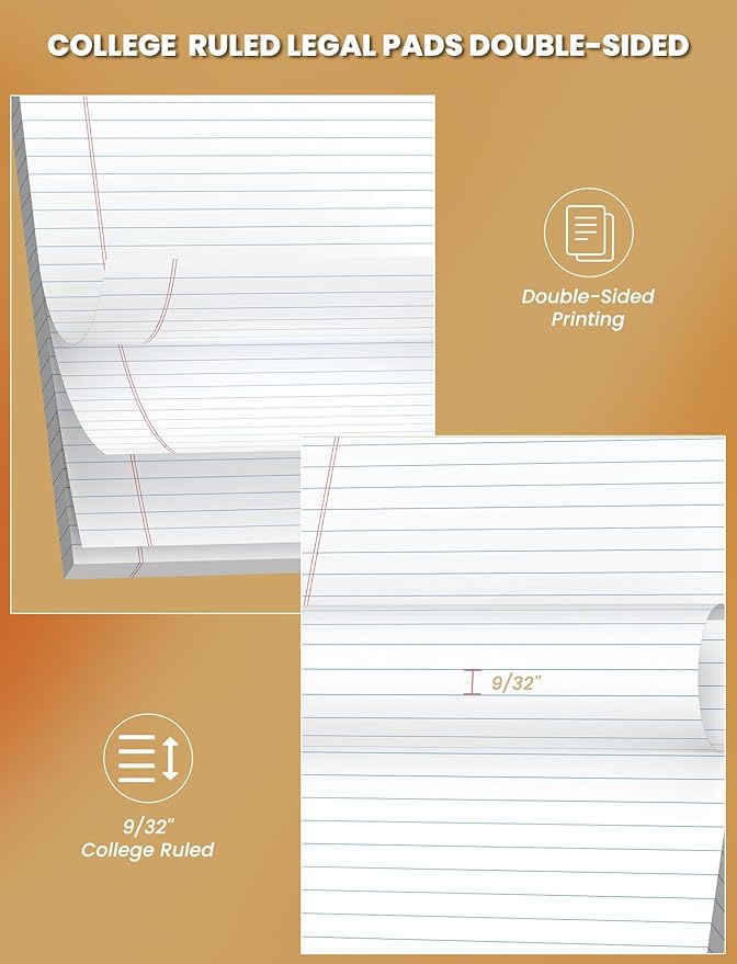 12 Pack White Legal Pads 8.5 x 11 College Ruled, 30 Sheets Per Note Pads 8.5 x - Image 4