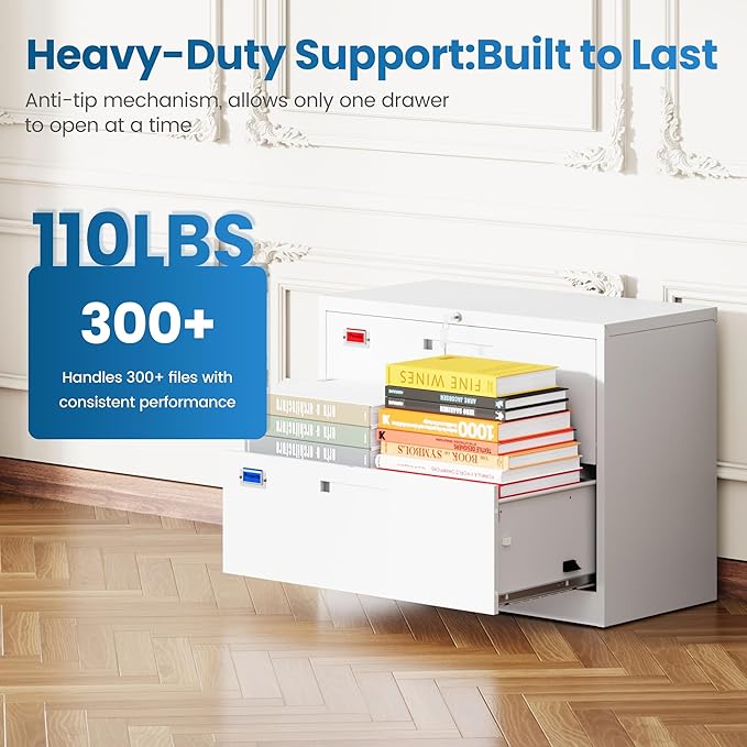 PEUKC 2 Drawer File Cabinet, Lateral Filing Cabinets - Image 8