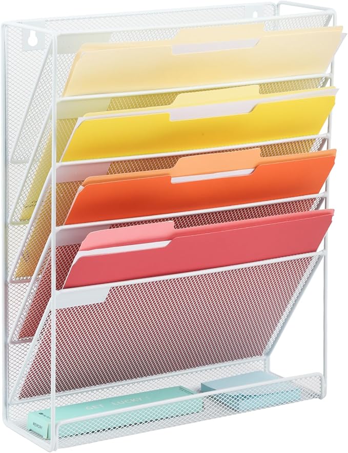 EASEPRES Desk File Organizer Mesh 6-Tier, Hanging Wall Mount Document by EASEPRES