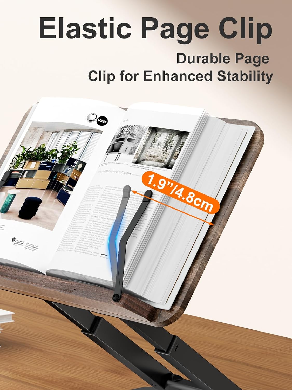 Tounee Telescopic Book Holder - Adjustable Height Cookbook Stand with Elastic...