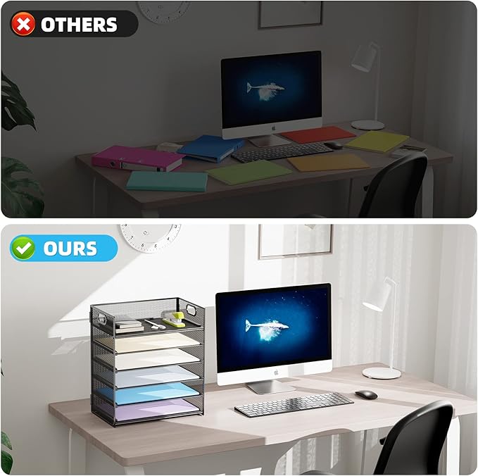 Marbrasse 6 Tier Paper Organizer Letter Tray - Image 5