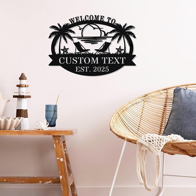 Personalized Metal Beach Sign | Custom Coastal Wall Decor - Image 3