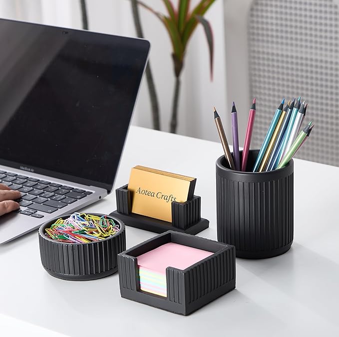 Set of 4 - Concrete Desk Accessories - Image 2