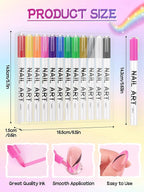 EBANKU 12 Colors Nail Art Pens Set, 3D Nail Polish Pens Acrylic Paint Pens Nail - Image 7