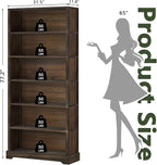 TVU 6-Tier Wooden Book Shelf, Floor-Standing Display Bookcase, 77.2" H x 31.5" - Image 3