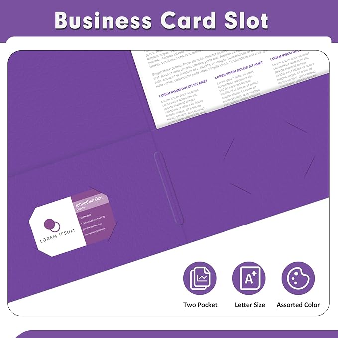 Two Pocket Folders, PANDRI 50 Pack 2 Pocket Folders, Letter Size Paper File - Image 5