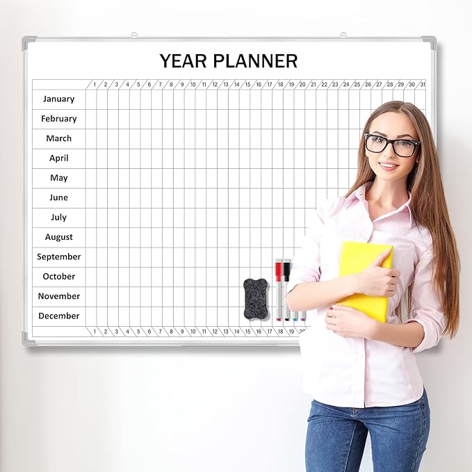 Lincia Extra Large 48" x 36" Magnetic Vertical Year Planner Dry Erase Calendar - Image 4
