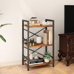 Homeiju Bookshelf, 3 Tier Industrial Bookcase, Metal Small Bookcase, Rustic - Image 2