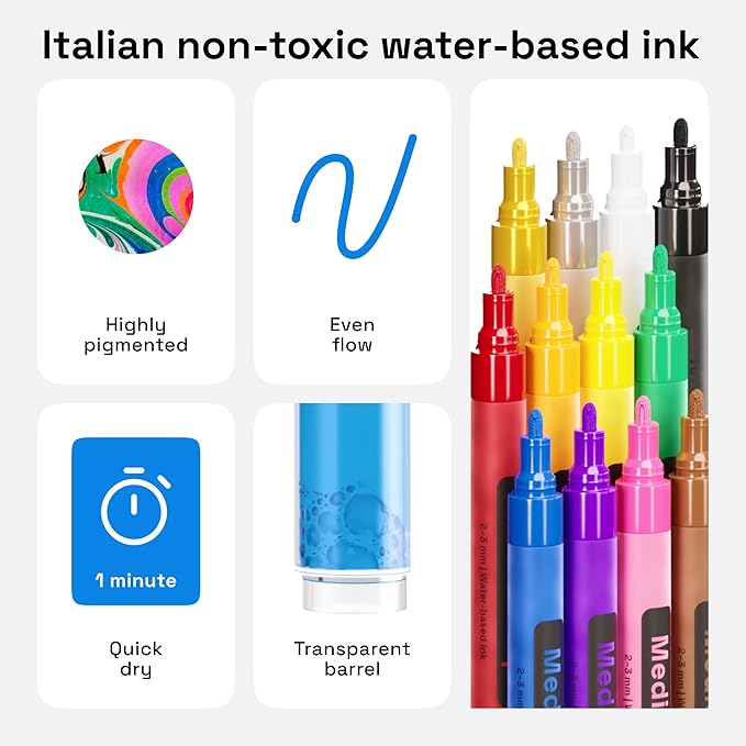 ARTISTRO 12 Regular Paint Pens for Glass Marking, Rock Painting, Scrapbooking - Image 5