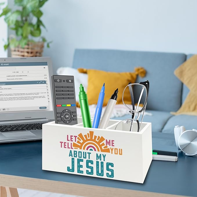 QZQE Boho Jesus Christian Pen Pencil Holder Organizer - Image 3