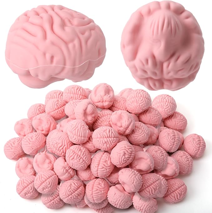 Gilprop 48 Pcs Brain Shaped Erasers Bulk, 1 Inch Mini Halloween Erasers by Gilprop