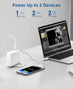 3-inch Desktop Power Grommet, Max 65W USB C Charger, 2 Outlets and 3 USB - Image 2
