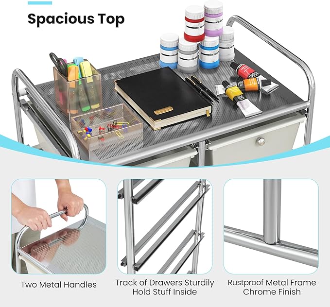 GLACER 10 Drawer Rolling Cart, Storage Cart - Image 5